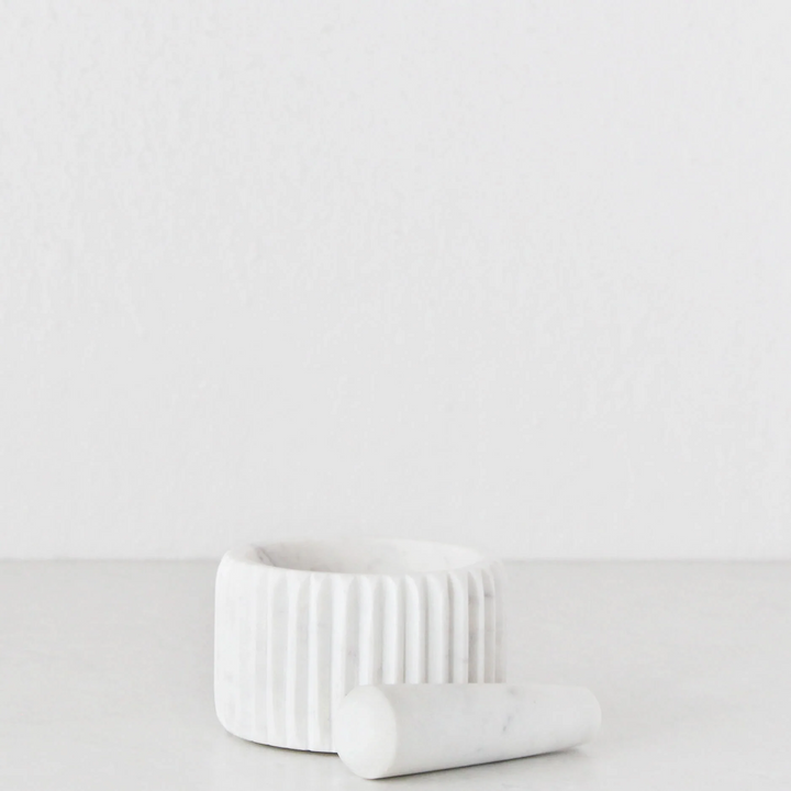 MARA MARBLE MORTAR + PESTLE | WHITE MARBLE