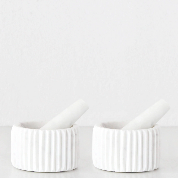 MARA MARBLE MORTAR + PESTLE BUNDLE x2  |  WHITE MARBLE