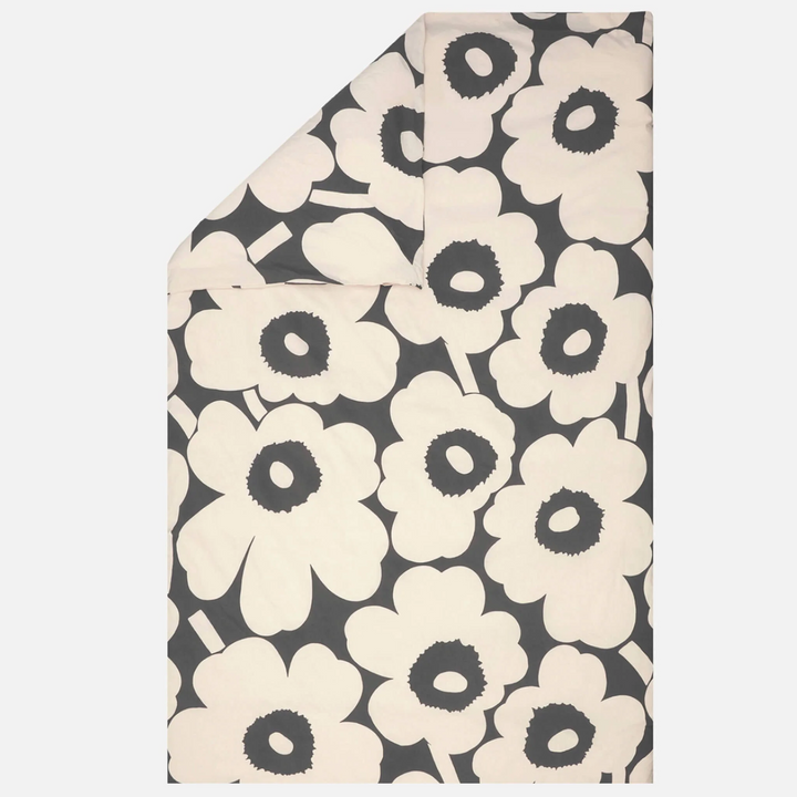 MARIMEKKO | UNIKKO DUVET QUILT COVER | CHARCOAL + OFF WHITE | QUEEN