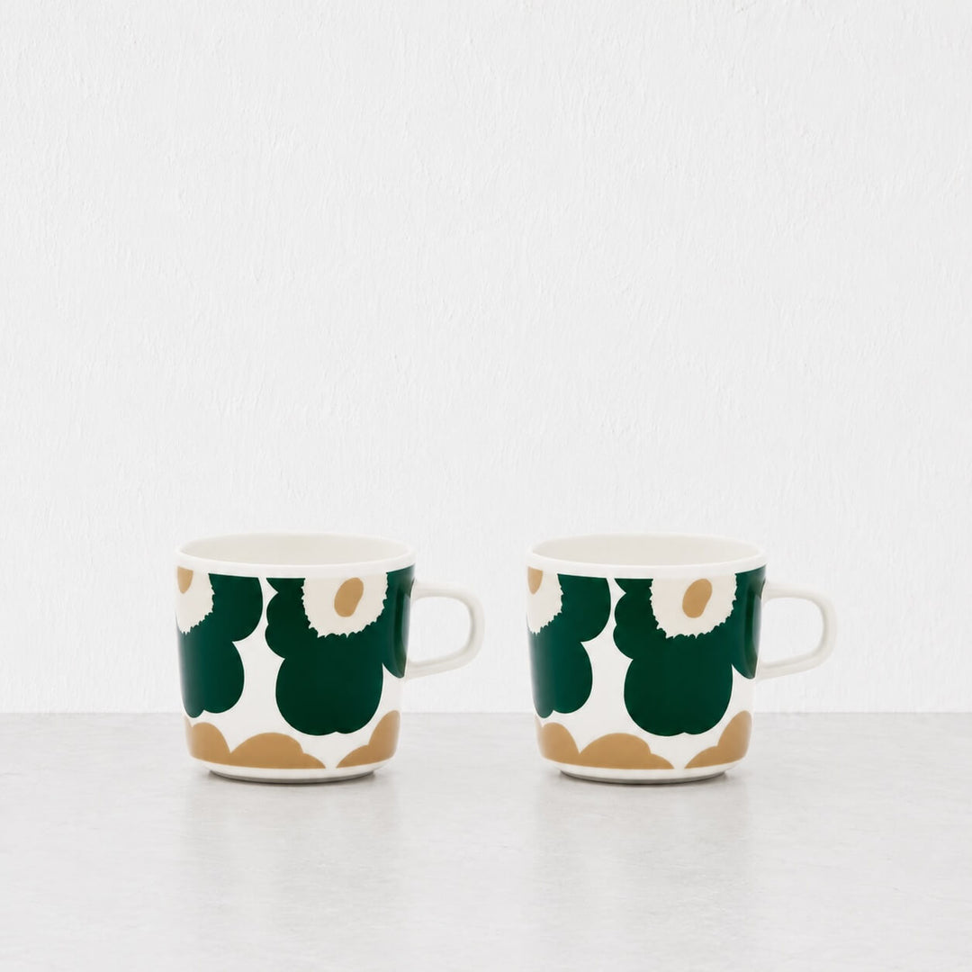 marimekko  |  unikko oiva coffee mug 2dl Bundle x2 |  White + Green + Beige + Sand
