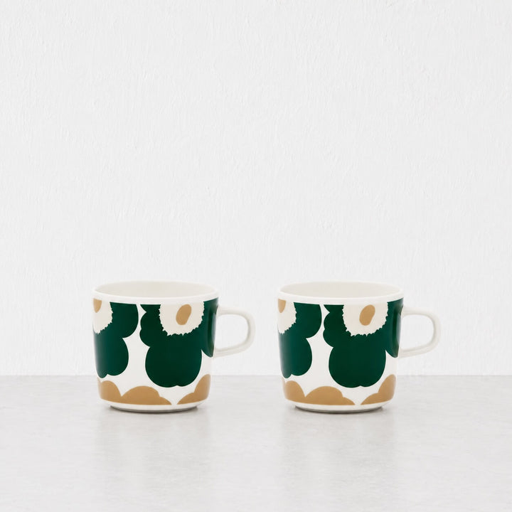 marimekko  |  unikko oiva coffee mug 2dl Bundle x2 |  White + Green + Beige + Sand