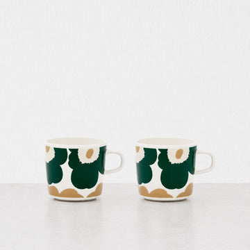marimekko  |  unikko oiva coffee mug 2dl Bundle x2 |  White + Green + Beige + Sand