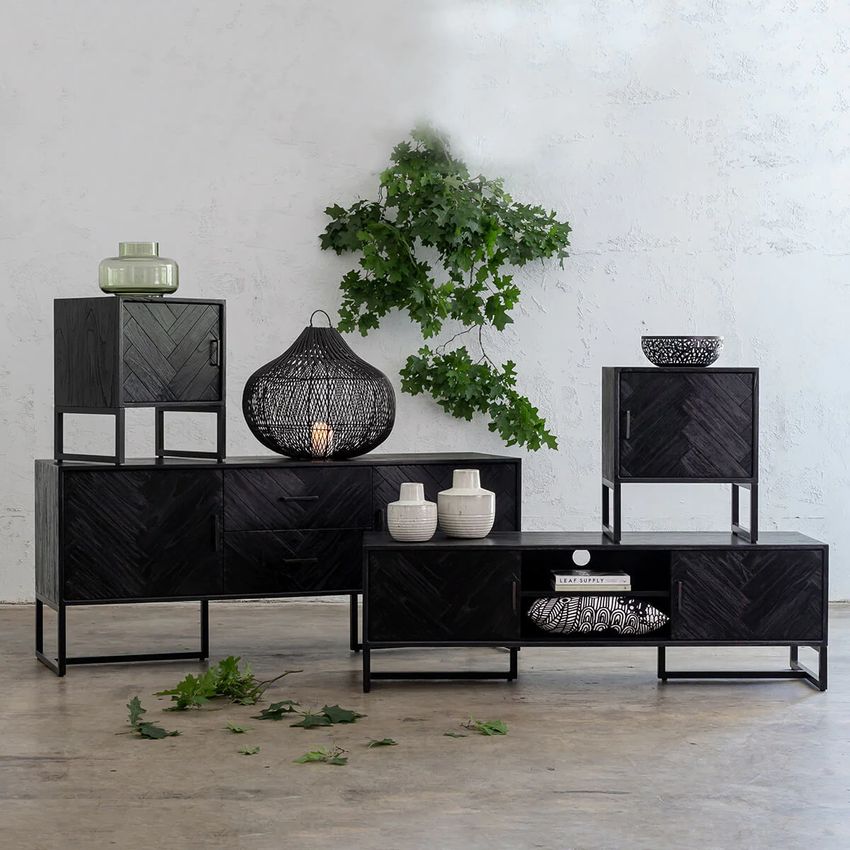 MAXIM PARQUETRY HERRINGBONE TV ENTERTAINMENT UNIT Living By Design