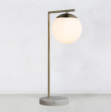 REMI TABLE LAMP  |  ANTIQUE BRASS + GREY MARBLE BASE