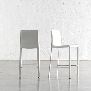 PARSONS MID CENTURY VEGAN LEATHER BAR CHAIR ANGLED  |  LIMED WHITE