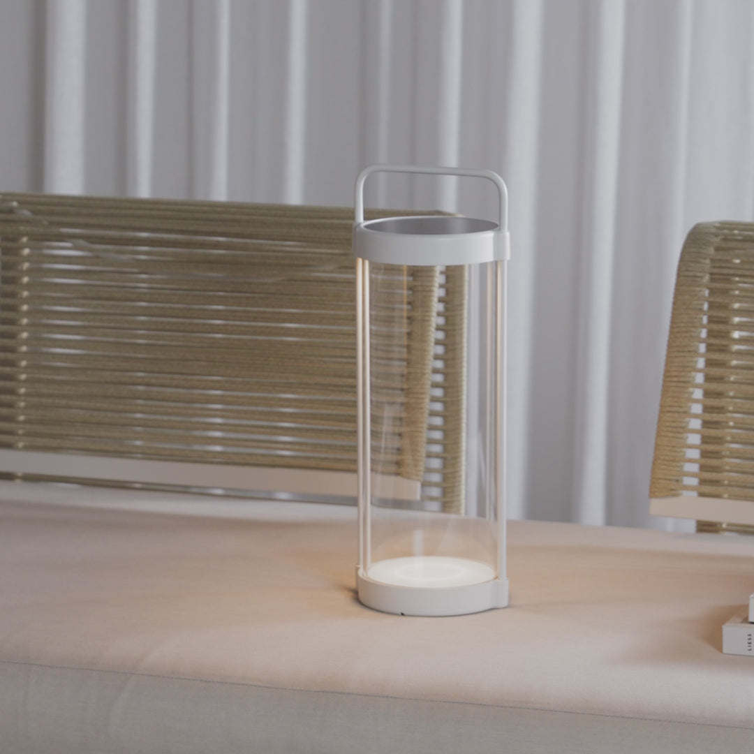 LBD EXCLUSIVE  |  SAINTE FRIEUX RECHARGEABLE INDOOR/OUTDOOR SOLAR LED LANTERN  |  MATTE WHITE