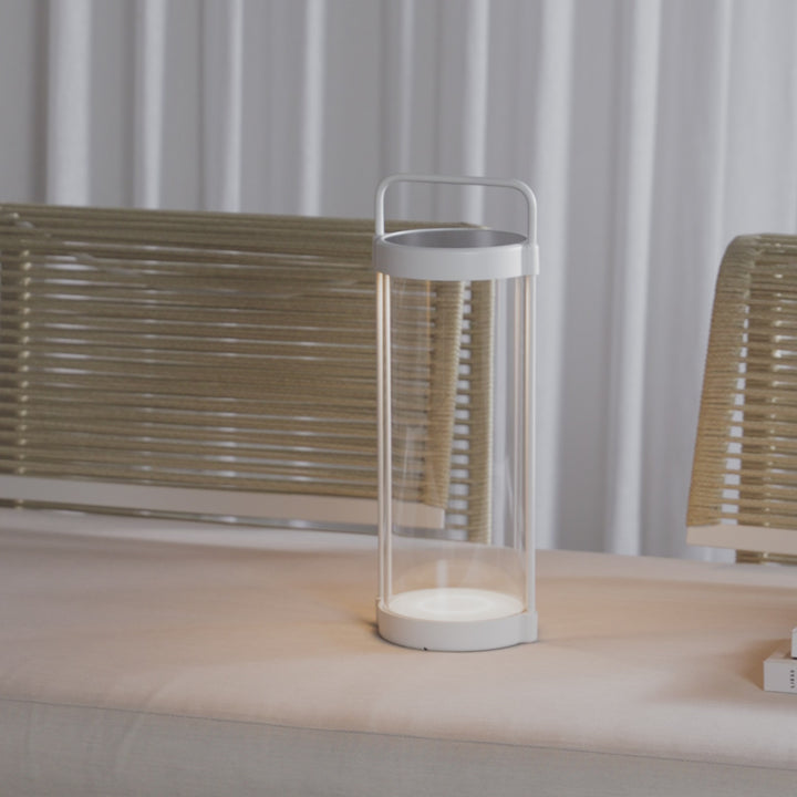 LBD EXCLUSIVE  |  SAINTE FRIEUX RECHARGEABLE INDOOR/OUTDOOR SOLAR LED LANTERN  |  MATTE WHITE