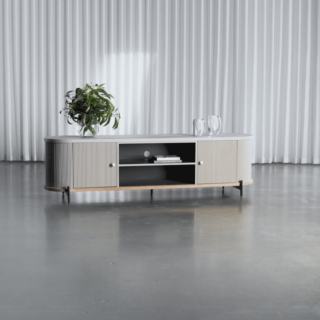 AQUILLA CURVED TV ENTERTAINMENT UNIT  |  MAYA GREY