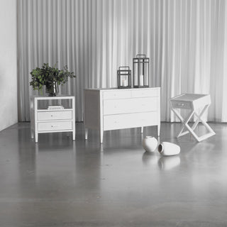 SAN AUGUSTINE RATTAN HERRING WEAVE  |  NIGHTSTAND DOUBLE DRAWER  |  LIMED WHITE RATTAN