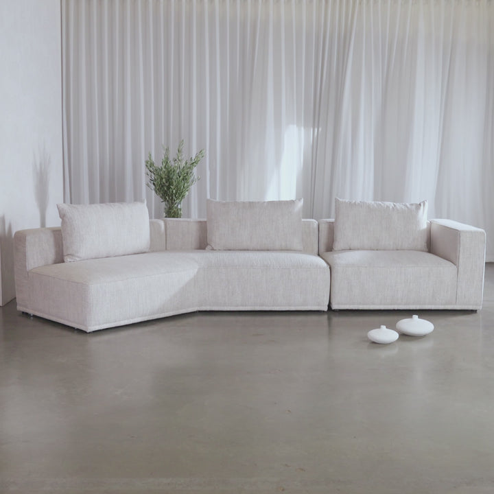 MALONNO MODULAR CHAISE LOUNGE SOFA  |  COCONUT HUSK HAZE