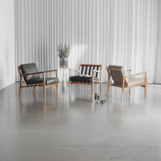 MALAND CASSIUS ARMCHAIR COLLECTION  _  LIGHT TAUPE + BLACK + OLIVE LEATHER 
