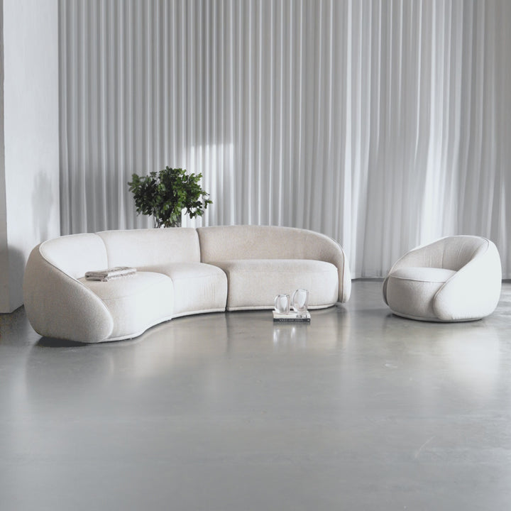 CARSON LINCOLN CURVED 3S SOFA _ SANDY DUSK + CARSON LINCOLN CURVED ARMCHAIR _ SANDY DUSK