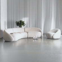 CARSON LINCOLN CURVED 3S SOFA _ SANDY DUSK + CARSON LINCOLN CURVED ARMCHAIR _ SANDY DUSK