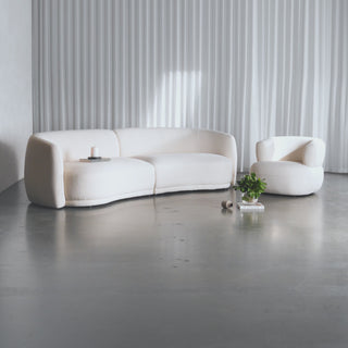 PURBECK SOFA + CARSON ROUNDED ARMCHAIR  |  SKIMMING STONE WEAVE
