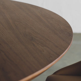 BRETON ROUND DINING TABLE  |  DEEP WALNUT WOOD GRAIN  |  180CM