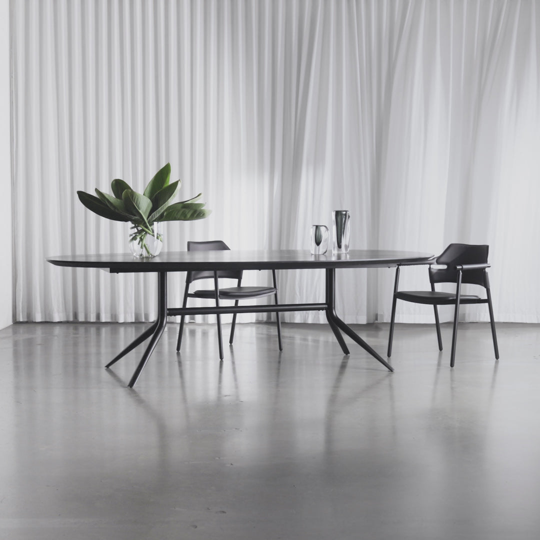 BRETON OVAL DINING TABLE  |  BLACK NOIR WOOD GRAIN  |  260CM
