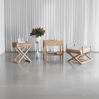 SAN AUGUSTINE RATTAN HERRING WEAVE  |  CROSS LEG STOOL WITH PADDED SEAT  |  NATURAL RATTAN