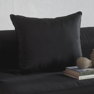 San Andreas 3 Seater Sofa - Black Noir - Black Frame - Teak