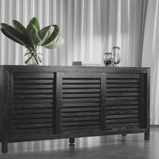 CONRAD 3 DOOR SLATTED CONSOLE  |  BLACK GRAIN