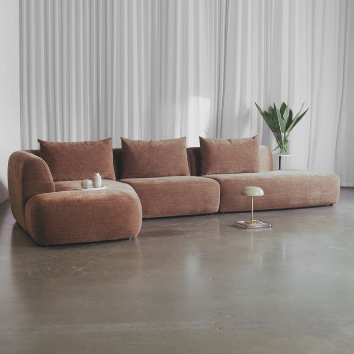 AMEDEO CORNER MODULAR CHAISE LOUNGE SOFA  |  BURNT CARAMEL