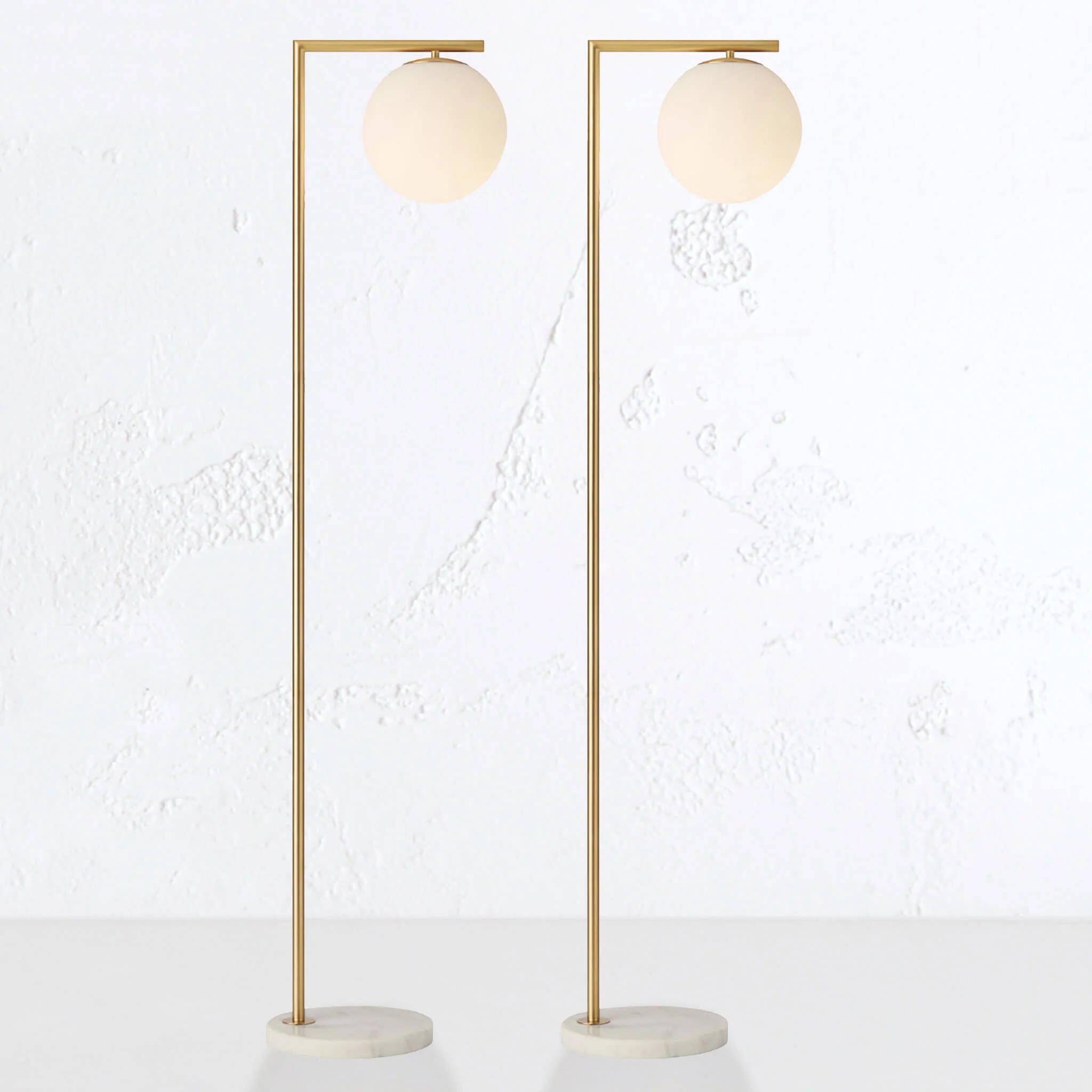 REMI FLOOR LAMP BUNDLE x2 BRASS WHITE MARBLE Living By Design