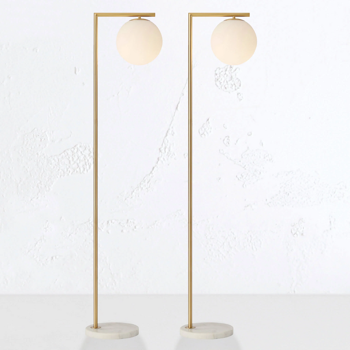 REMI FLOOR LAMP BUNDLE x2  |  BRASS + WHITE MARBLE