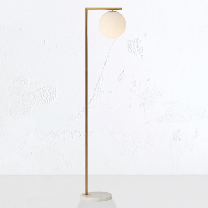 REMI FLOOR LAMP  |  BRASS + WHITE MARBLE