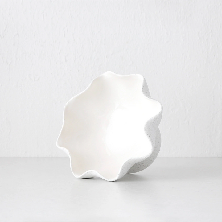 RIPPLE WHITE PEDESTAL BOWL |  30CM  |  CERAMIC