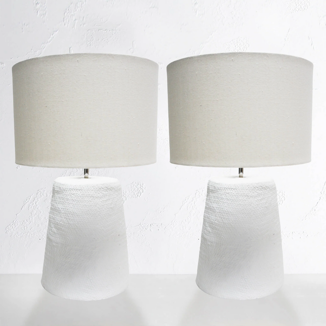 CONCRETE TABLE LAMP BUNDLE x2  |  67CM  |  WHITE CHALK
