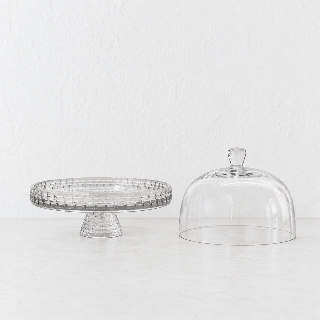 SAINT CLEMENT FOOTED DOME CAKE PLATE  |  26.5CM  |  GLASS