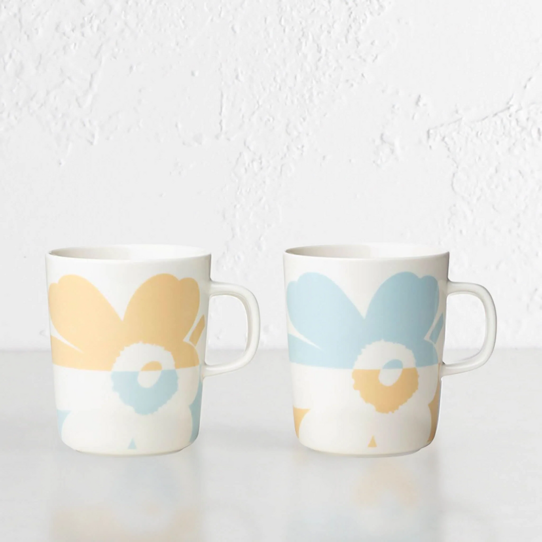 MARIMEKKO | SUUR UNIKKO MUG 2.5DL | BOXED LIMITED EDITION  |  SET OF 2  | BEIGE + AQUA