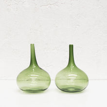 85% FINAL SALE  |  TALL BOTTLE GLASS VASE BUNDLE X2  |  SMALL  |  OLIVE GREEN