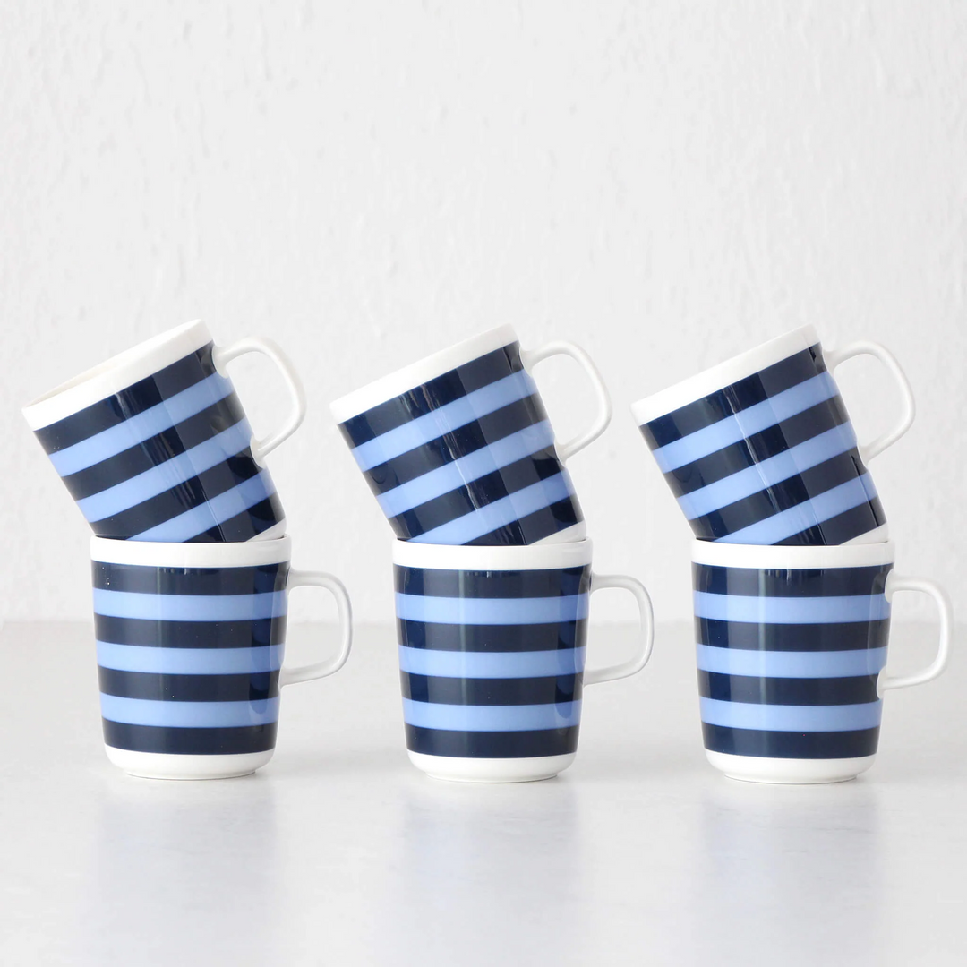 MARIMEKKO  |  TASARAITA COFFEE MUG 2.5DL  |  BLUE STRIPE  |  BUNDLE X6