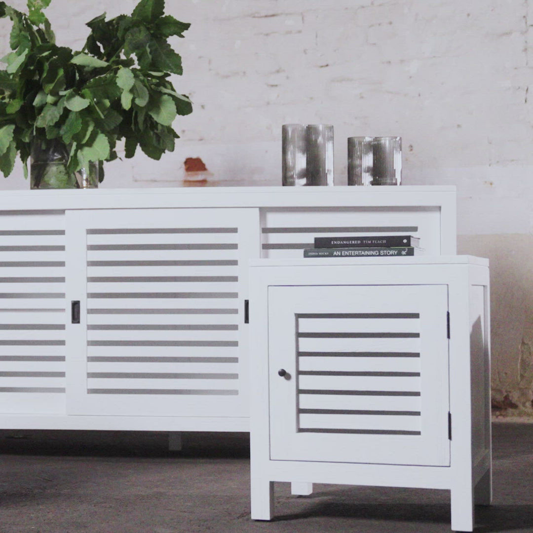 CONRAD 3 DOOR SLATTED CONSOLE  |  WHITE GRAIN