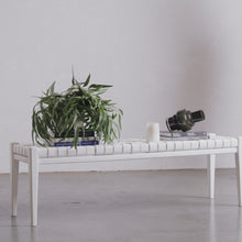 MALAND WOVEN LEATHER BENCH | WHITE ON WHITE LEATHER HIDE