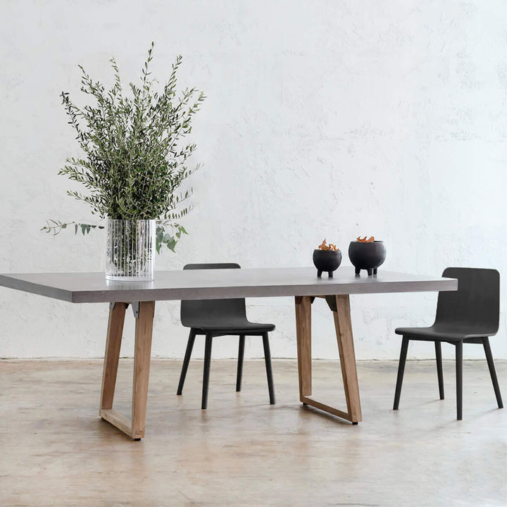 ARIA GRANITE CONCRETE DINING TABLE 180CM + TAMI DINING CHAIRS PACKAGE | CLASSIC MID GREY