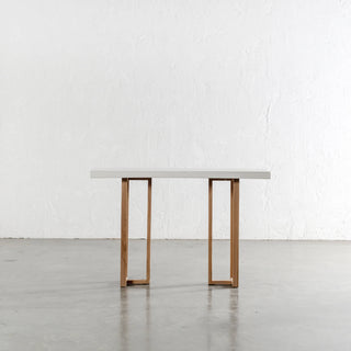 ARIA HALMSTAD HALL TABLE  |  BIANCO CIMENT + TEAK LEGS  |  120CM