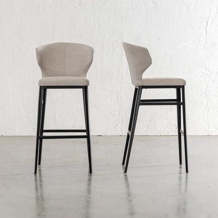 ANDERS BAR CHAIR | HERRING SAND LUXE TWILL  |  FRONT + SIDE
