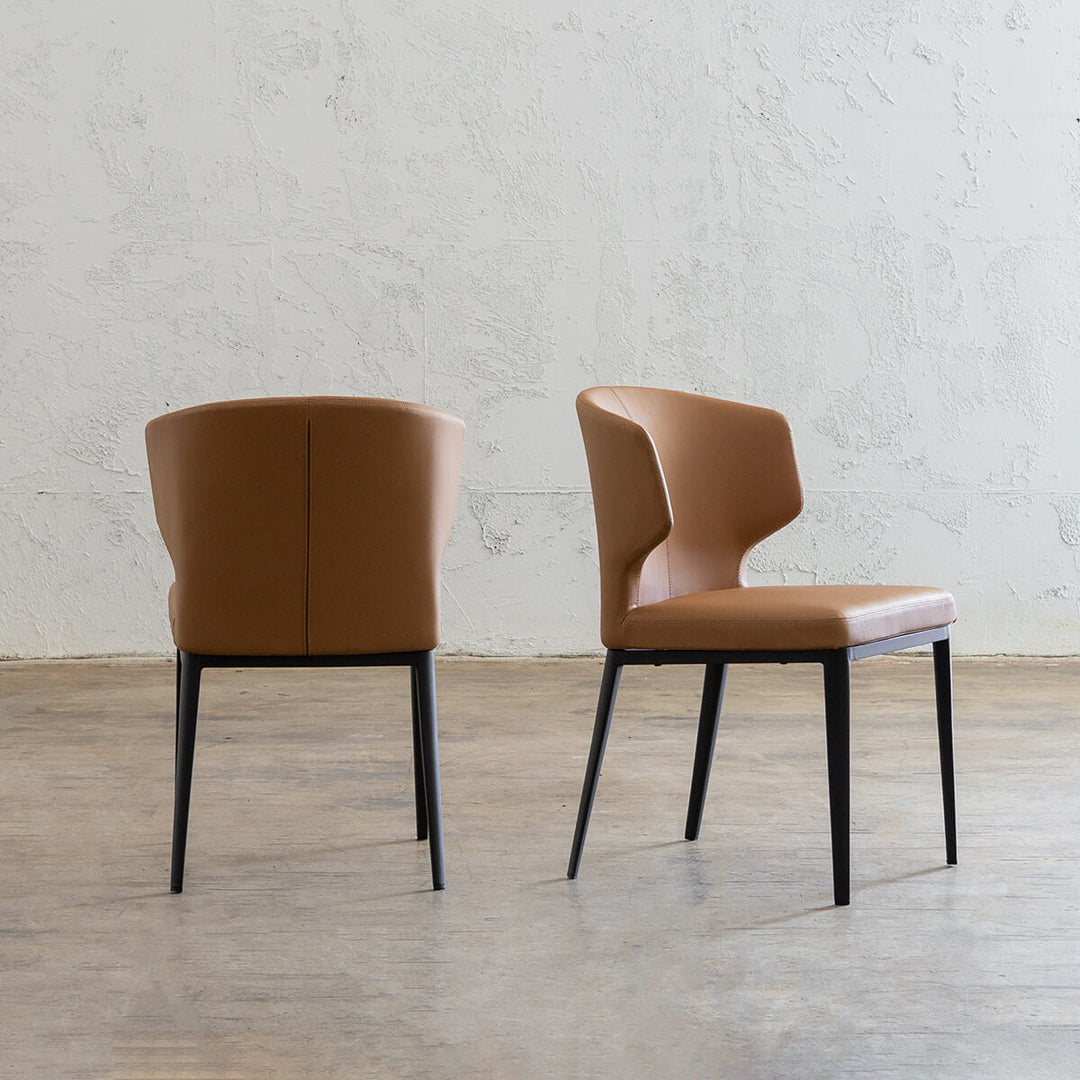 ANDERS DINING CHAIR  |  VEGAN FAUX LEATHER  |  SADDLE TAN ANGLE VIEW