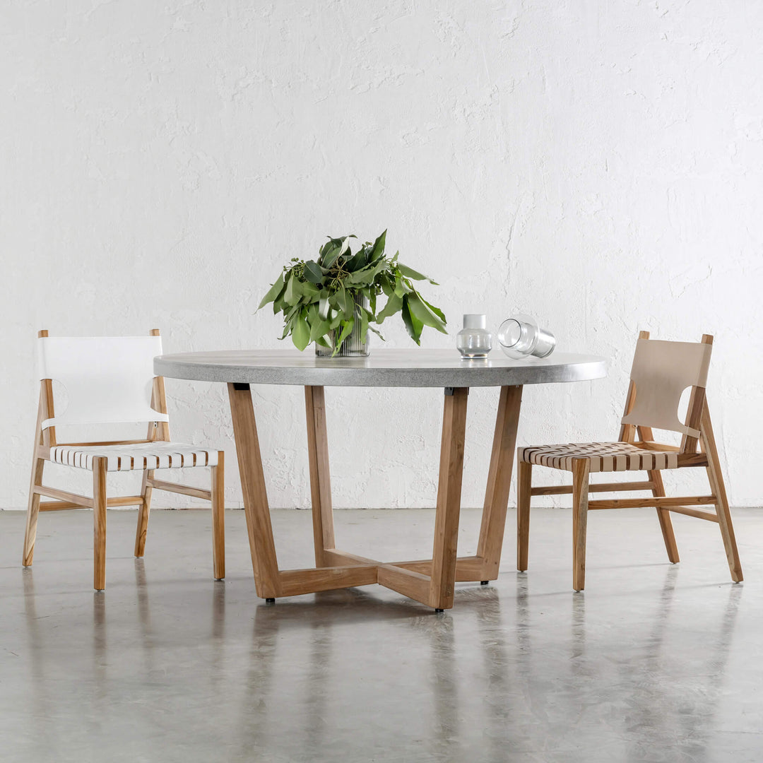 ARIA CONCRETE GRANITE TOP DINING TABLE ROUND  |  ZINC ASH  |  150cm