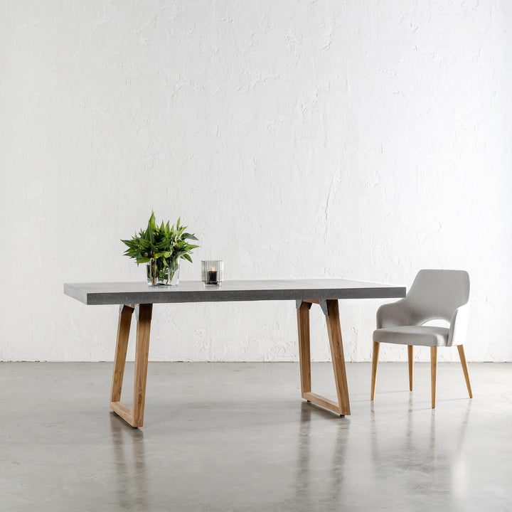 ARIA CONCRETE GRANITE TOP DINING TABLE + SCANDI LEG   |  CLASSIC MID GREY |  180CM