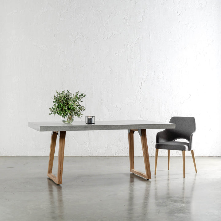 ARIA GRANITE CONCRETE DINING TABLE + SCANDI LEG  |  ZINC ASH  |  180CM