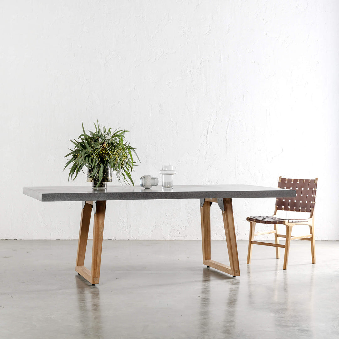 ARIA CONCRETE GRANITE TOP DINING TABLE + SCANDI LEG   |  CLASSIC MID GREY |  220CM