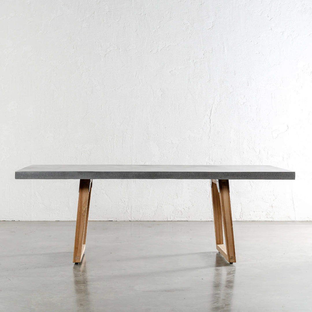 ARIA CONCRETE GRANITE TOP DINING TABLE + SCANDI LEG   |  CLASSIC MID GREY |  220CM UNSTYLED