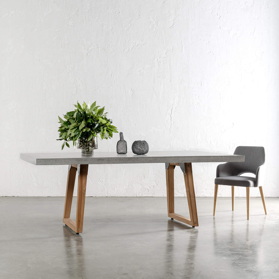 ARIA GRANITE CONCRETE DINING TABLE + SCANDI LEG  |  ZINC ASH  |  220CM