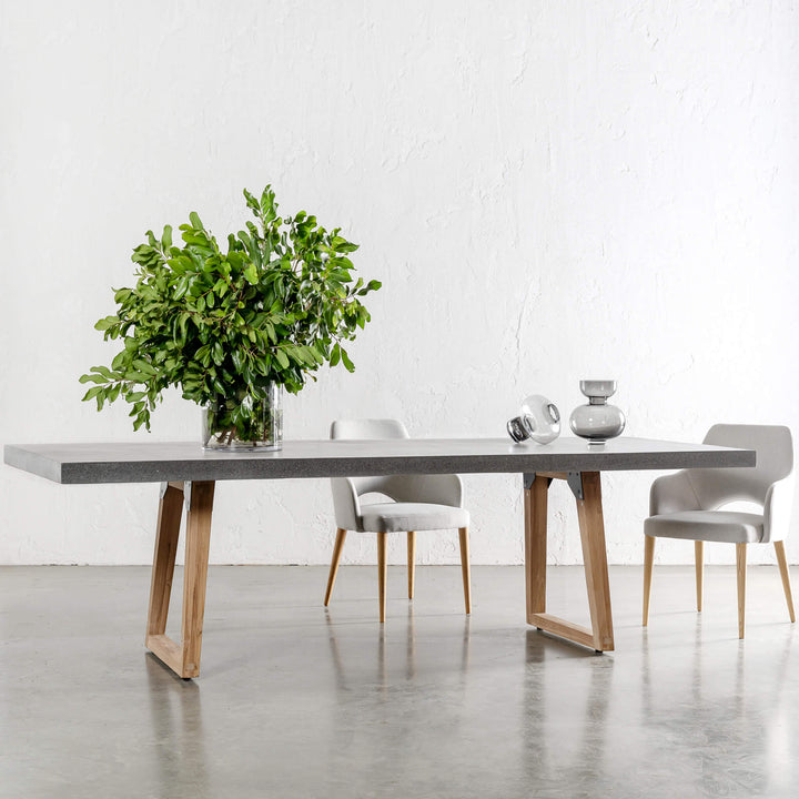 ARIA CONCRETE GRANITE TOP DINING TABLE + SCANDI LEG   |  CLASSIC MID GREY |  260CM