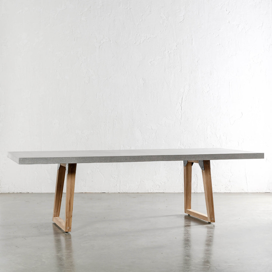 ARIA GRANITE CONCRETE DINING TABLE + SCANDI LEG  |   ZINC ASH  |  260CM | UNSTYLED