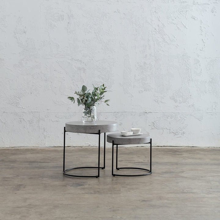 ARIA CONCRETE GRANITE SIDE TABLES TABLE | ZINC ASH | INDOOR OUTDOOR TABLE