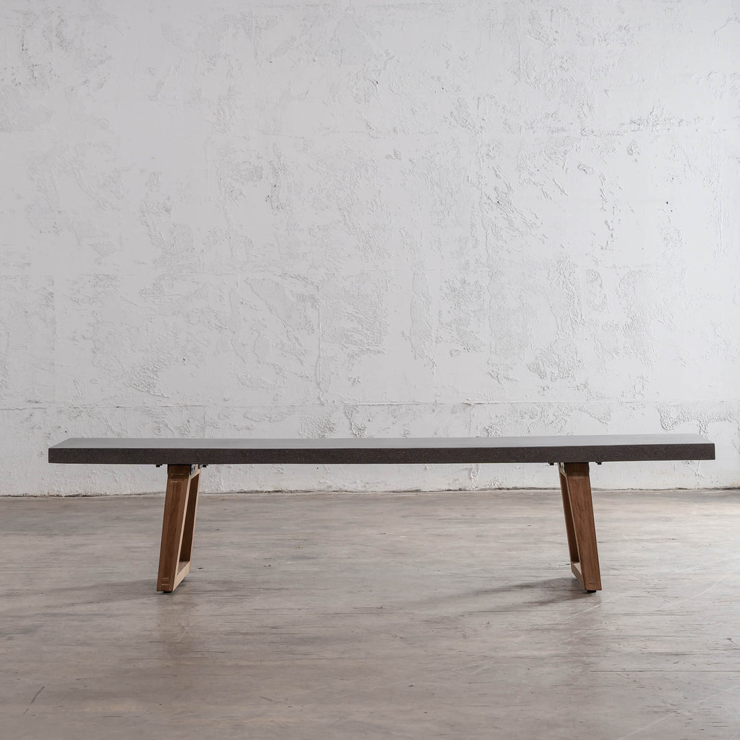 ARIA SCANDI CONCRETE GRANITE BENCH SEAT | MID GREY GRANITE | 160CM SIDE VIEW