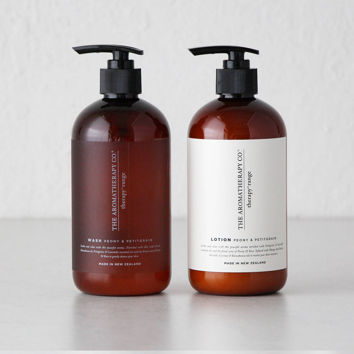 THERAPY SOOTHE HAND + BODY WASH + LOTION 500ML BUNDLE X2  |  PEONY + PETITGRAIN